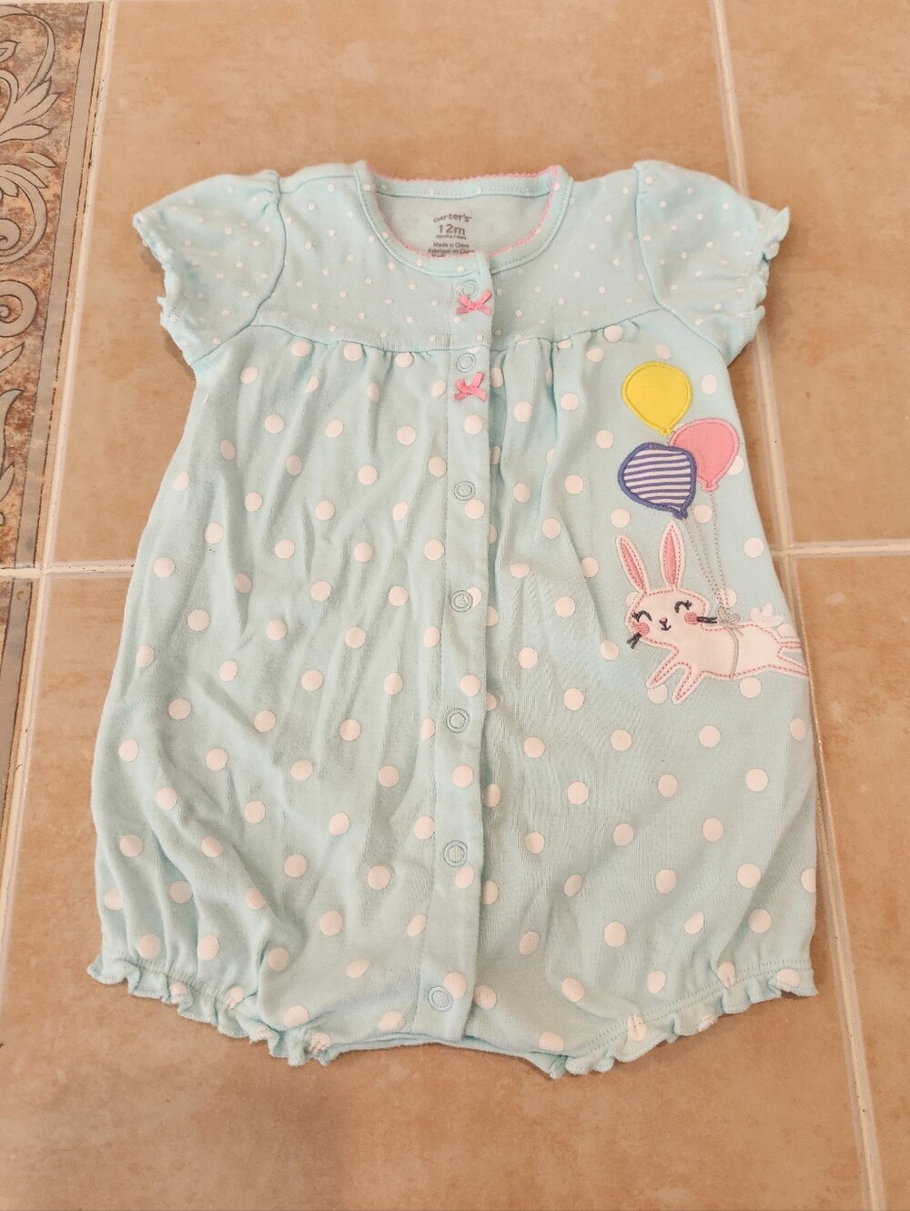 12 Months Girls Bunny Romper